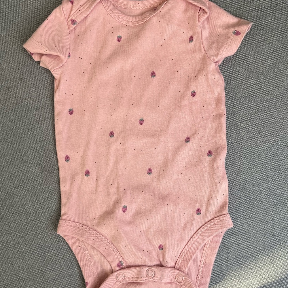 Carter's Light Pink Strawberry Print One-Piece Bodysuit
